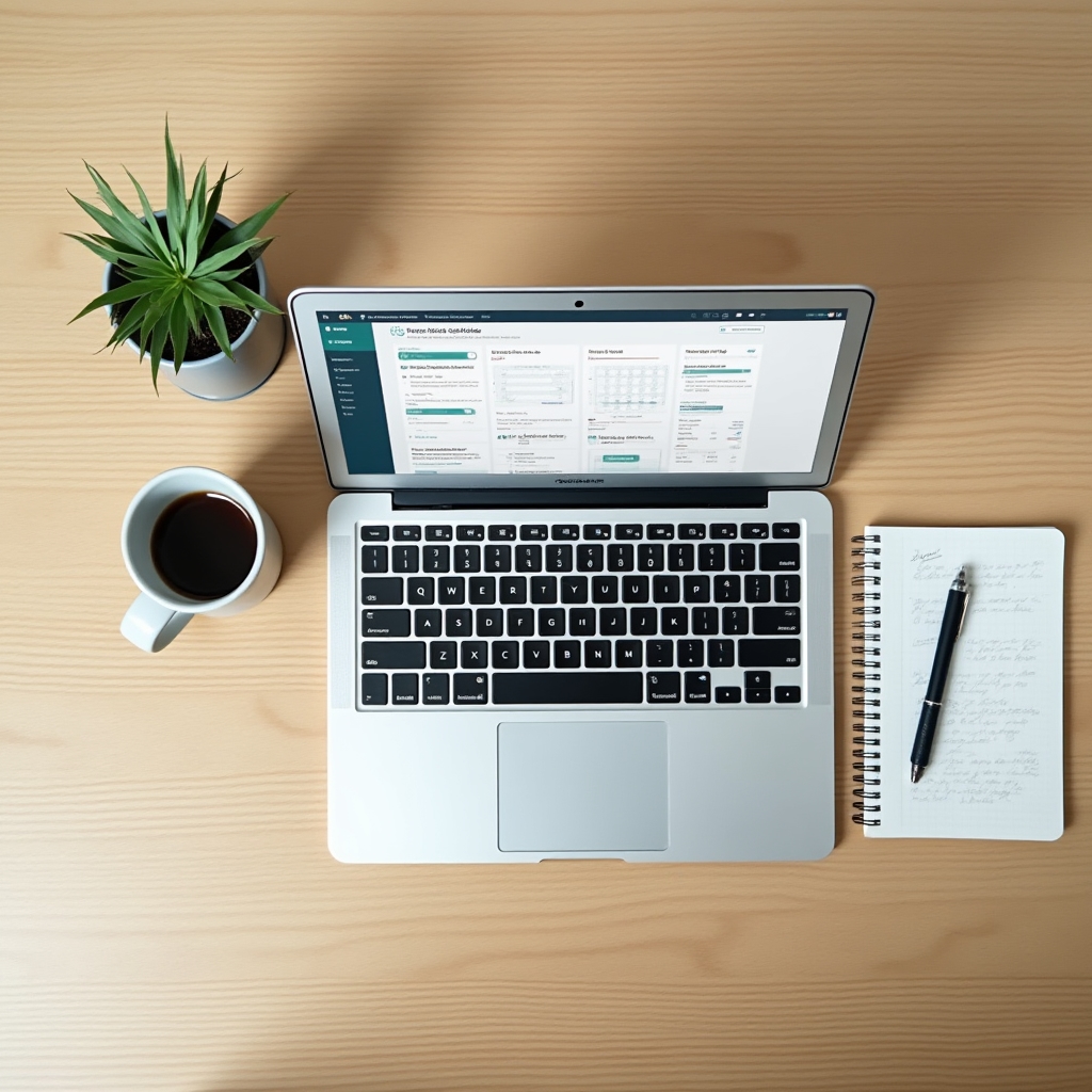 Clean modern workspace with minimal digital setup showing a focused work environment